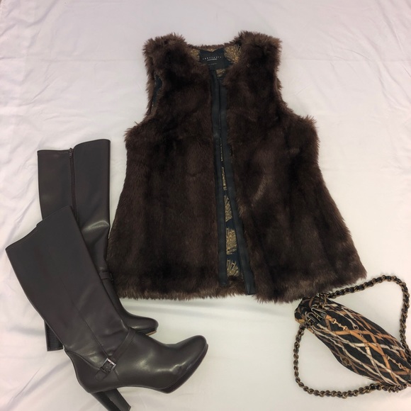 Anthropologie Sanctuary Faux Fur Brown Vest Medium - Picture 1 of 8
